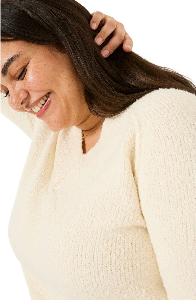 FatFace Plus Size Bonnie Boucle V Neck, Alternate, color, 