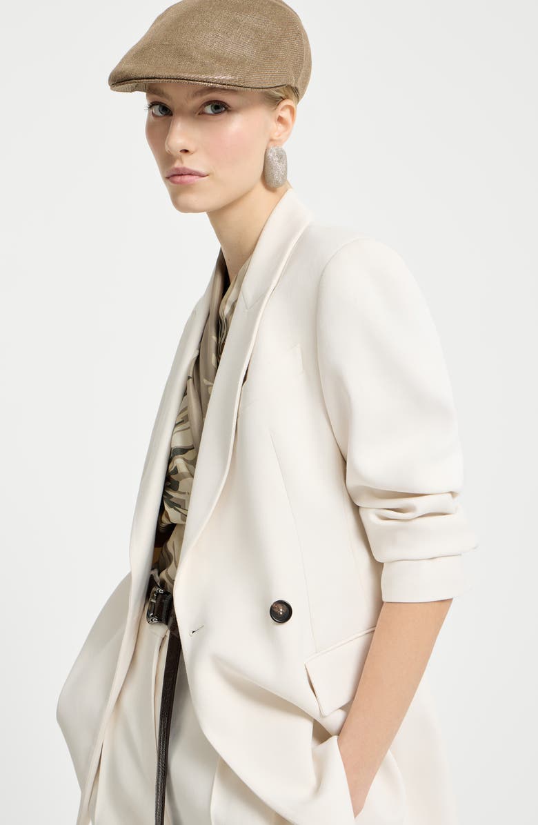 Brunello Cucinelli Couture twill blazer, Alternate, color, Milk