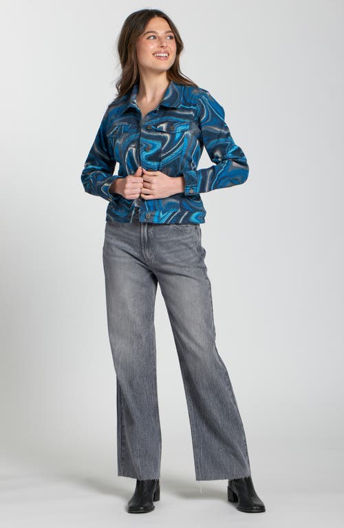 Apny Printed Denim Jacket In Blue