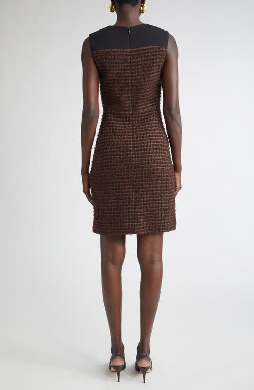 St John St. John Crepe Cady Yoke Tweed Sheath Dress In Brown