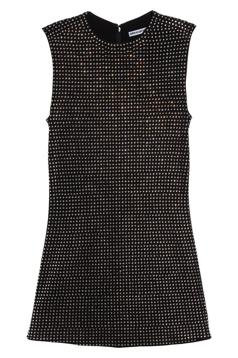 Crystal Embellished Sleeveless Minidress, Alternate, color, BLACK