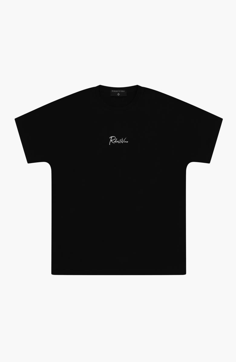 Roberto Vino Milano Writing Slim fit tee, Alternate, color, Black