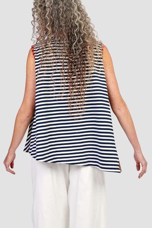ALEMBIKA ALEMBIKA MIXED STRIPES SLEEVELESS TOP WITH ASYMMETRIC HEM