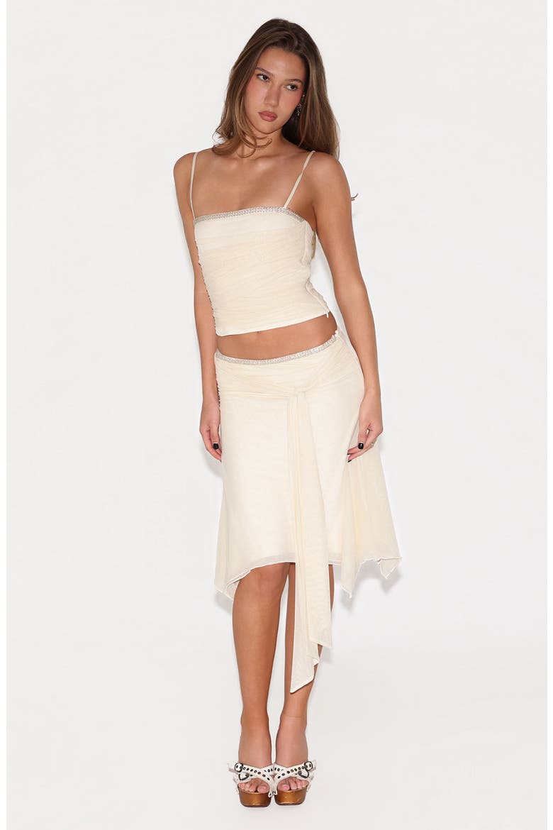 Juna Mesh Handkerchief Hem Midi Skirt, Alternate, color, CREAM