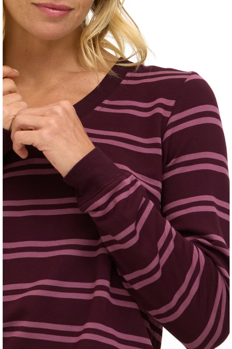Edwina Barbados Stripe Feather Fleece Sweatshirt, Alternate, color, ULTRA MAROON / ROYAL PLUM