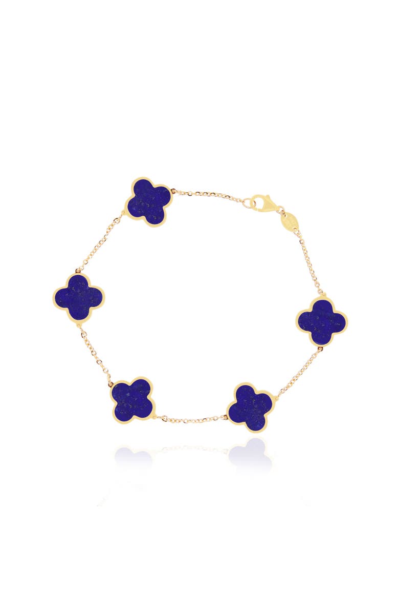 The Lovery Fine Jewelry Large Lapis Clover Bracelet, Main, color, Lapis