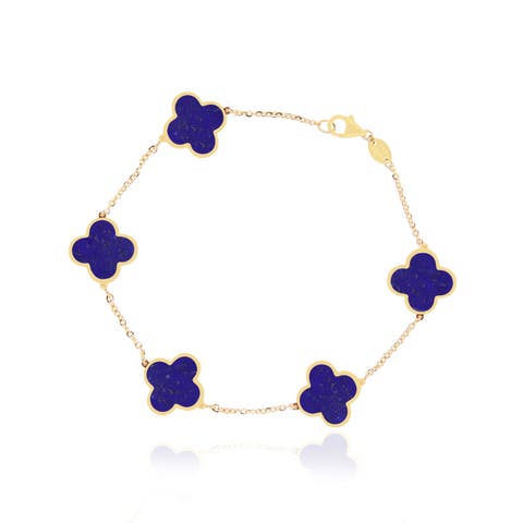 Large Lapis Clover Bracelet