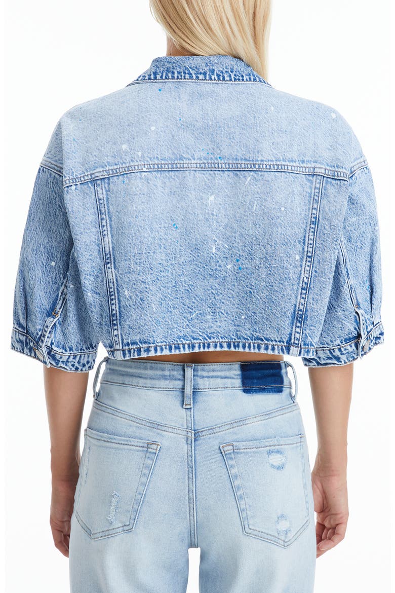 Candy Painted Cropped Denim Jacket, Alternate, color, ACID BLUE