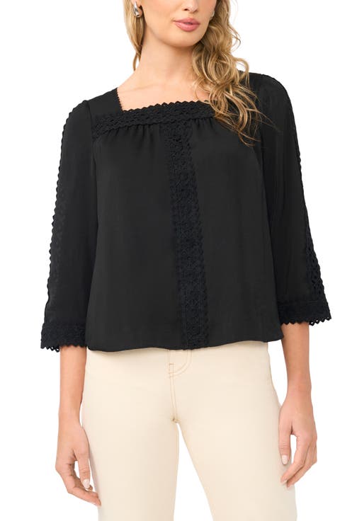 Lace Trim Square Neck Top