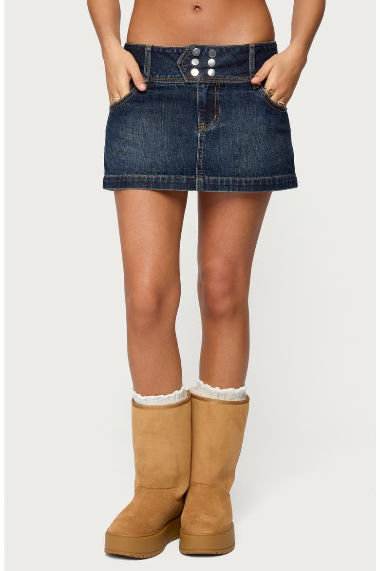 Fatama Denim Miniskirt, Main, color, DARK-BLUE