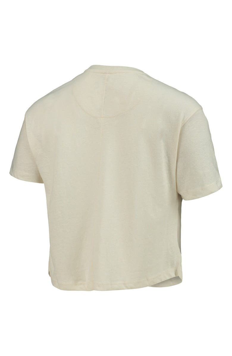 PRESSBOX Women's Pressbox Cream Clemson Tigers Taylor Animal Print Cropped T-Shirt, Alternate, color,