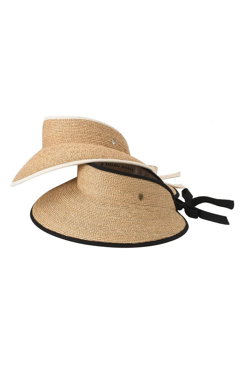 Helen Kaminski Mita Packable Raffia Visor, Alternate, color, Natural/ Midnight