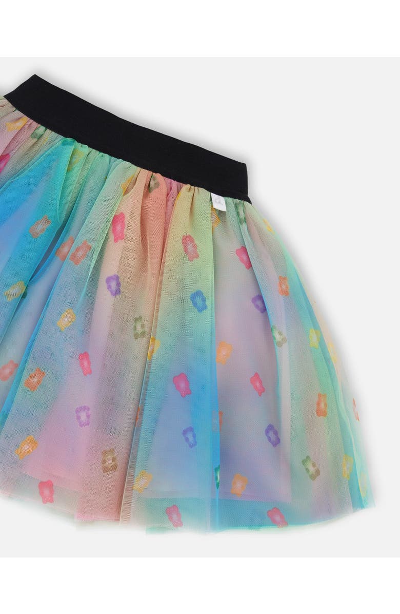 Deux par Deux Girl's Printed Mesh Skirt Multicolored Gummies, Alternate, color,