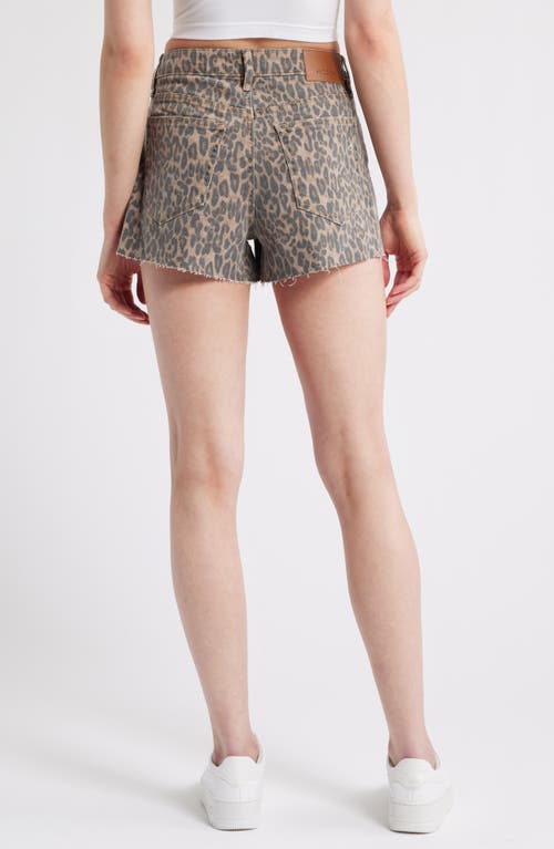 Hidden Jeans Cheetah Print Denim Cutoff Shorts In Khaki