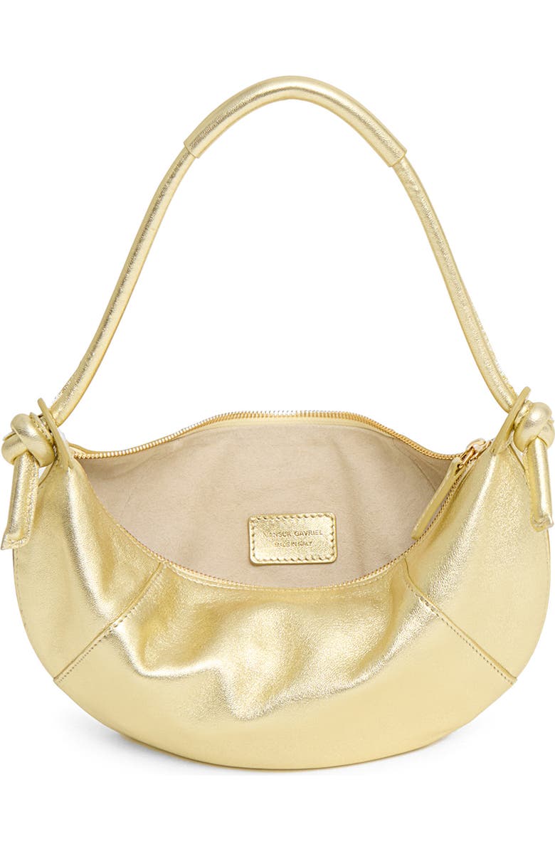 Mansur Gavriel Mini Fortuna Metallic Leather Hobo Bag, Alternate, color, Gold