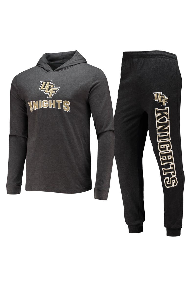 Men's Concepts Sport Black/Heather Charcoal UCF Knights Meter Long Sleeve Hoodie T-Shirt & Jogger Pajama Set, Main, color, Black