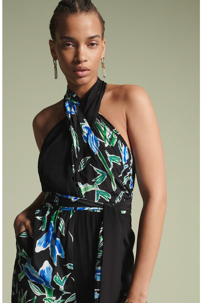 Cort Mixed Print Halter Jumpsuit, Alternate, color, TULIP FIELDS BLUE LG/BLK