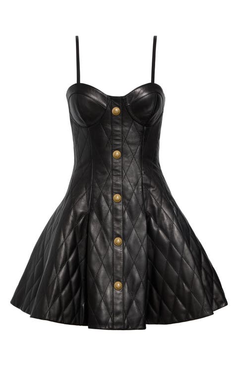 Quilted Leather Corset Minidress