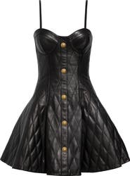 Balmain Quilted Leather Corset Minidress
