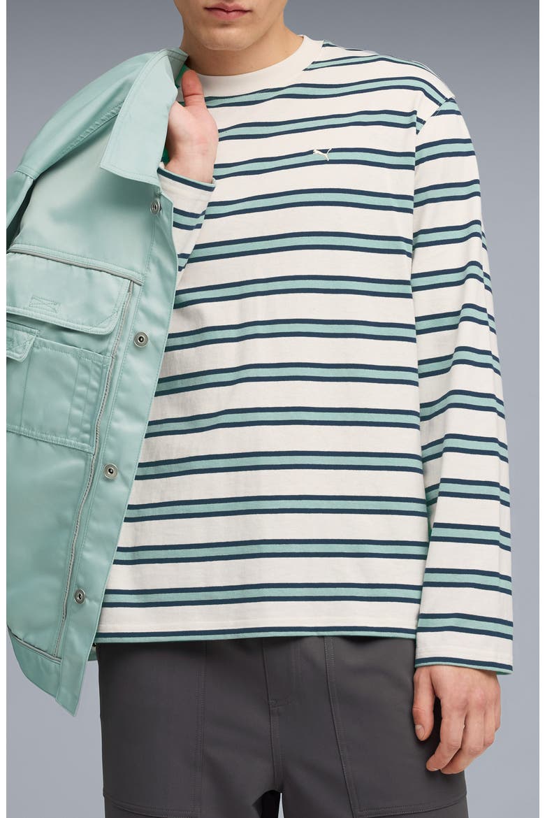Machts Mit Qualitat Stripe Long Sleeve Cotton T-Shirt, Main, color, PERSIAN BLUE