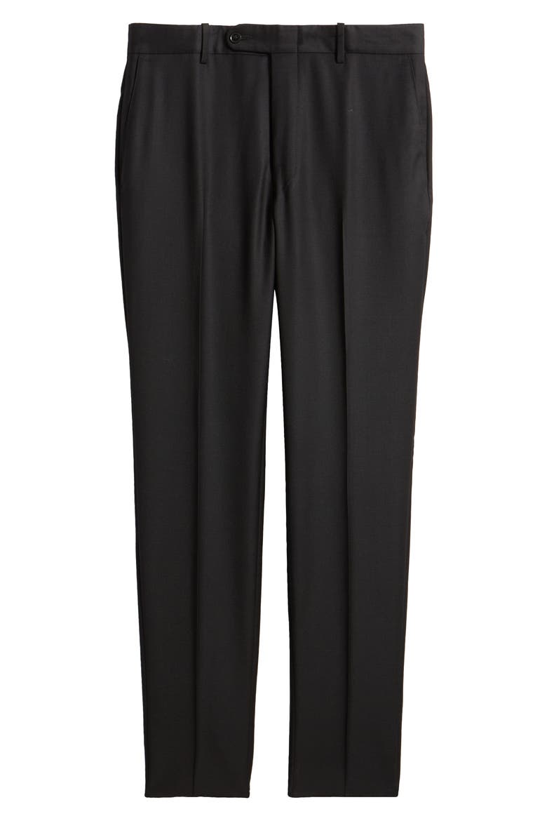 Harker Flat Front Wool Dress Pants, Alternate, color, BLACK