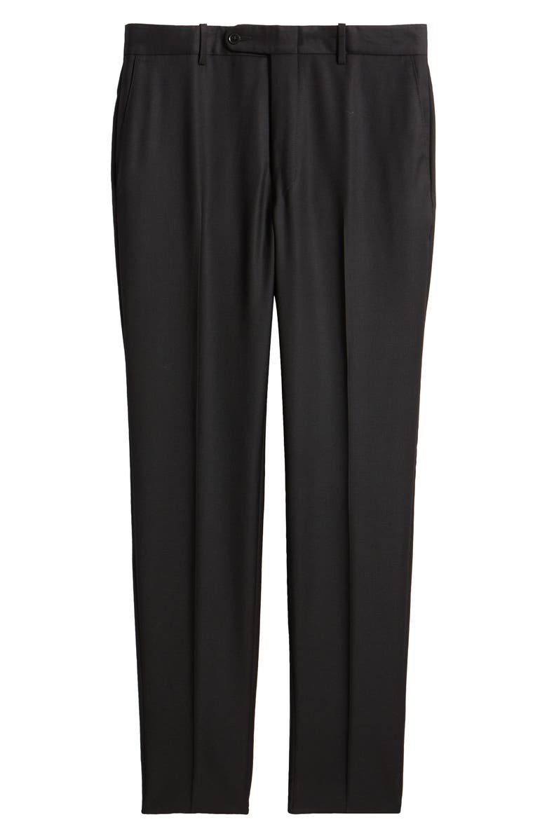 Peter Millar Harker Flat Front Wool Dress Pants, Alternate, color, Black