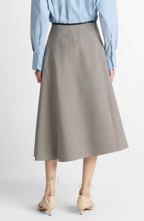 Vince Houndstooth Plaid Asymmetric Wool Blend Skirt In Blue