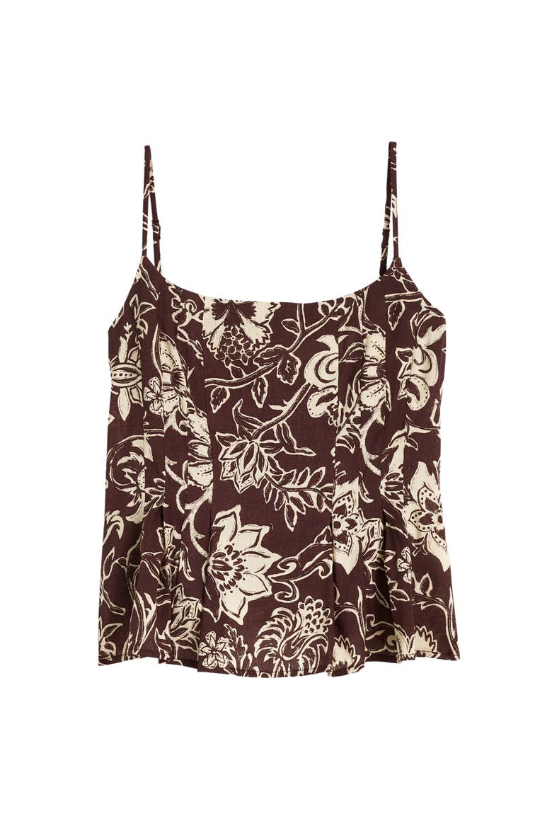 Darted Peplum Camisole, Alternate, color, DARK BROWN