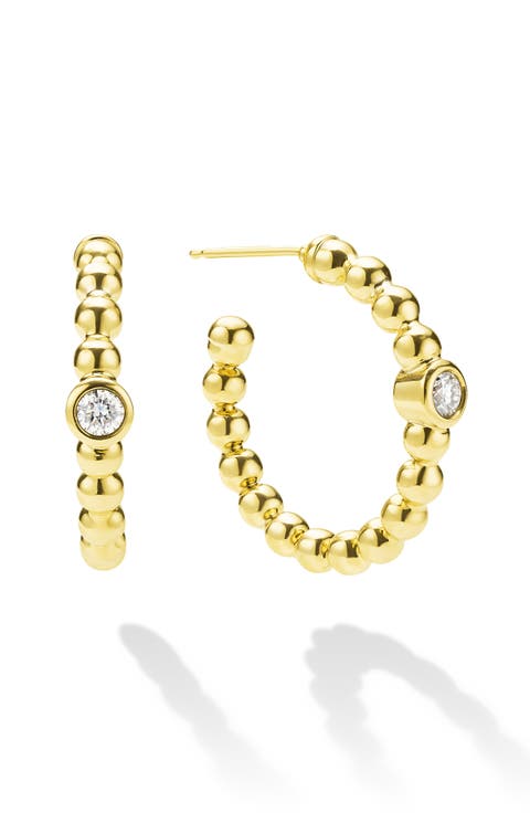 Caviar Diamond Hoop Earrings
