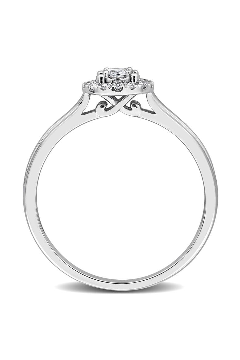 Lab-Grown Diamond Halo Ring in White Gold, Alternate, color, White Gold