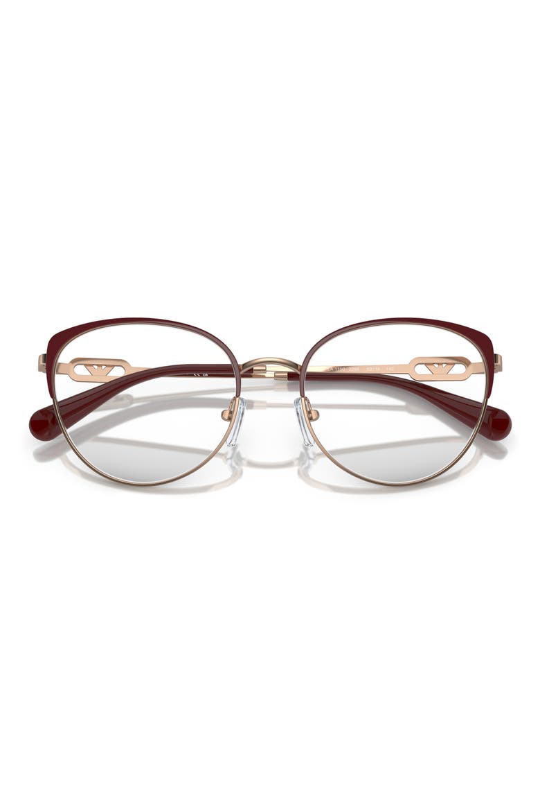 53mm Cat Eye Optical Glasses, Alternate, color, ROSE GOLD/ BORDEAUX/ DEMO LENS