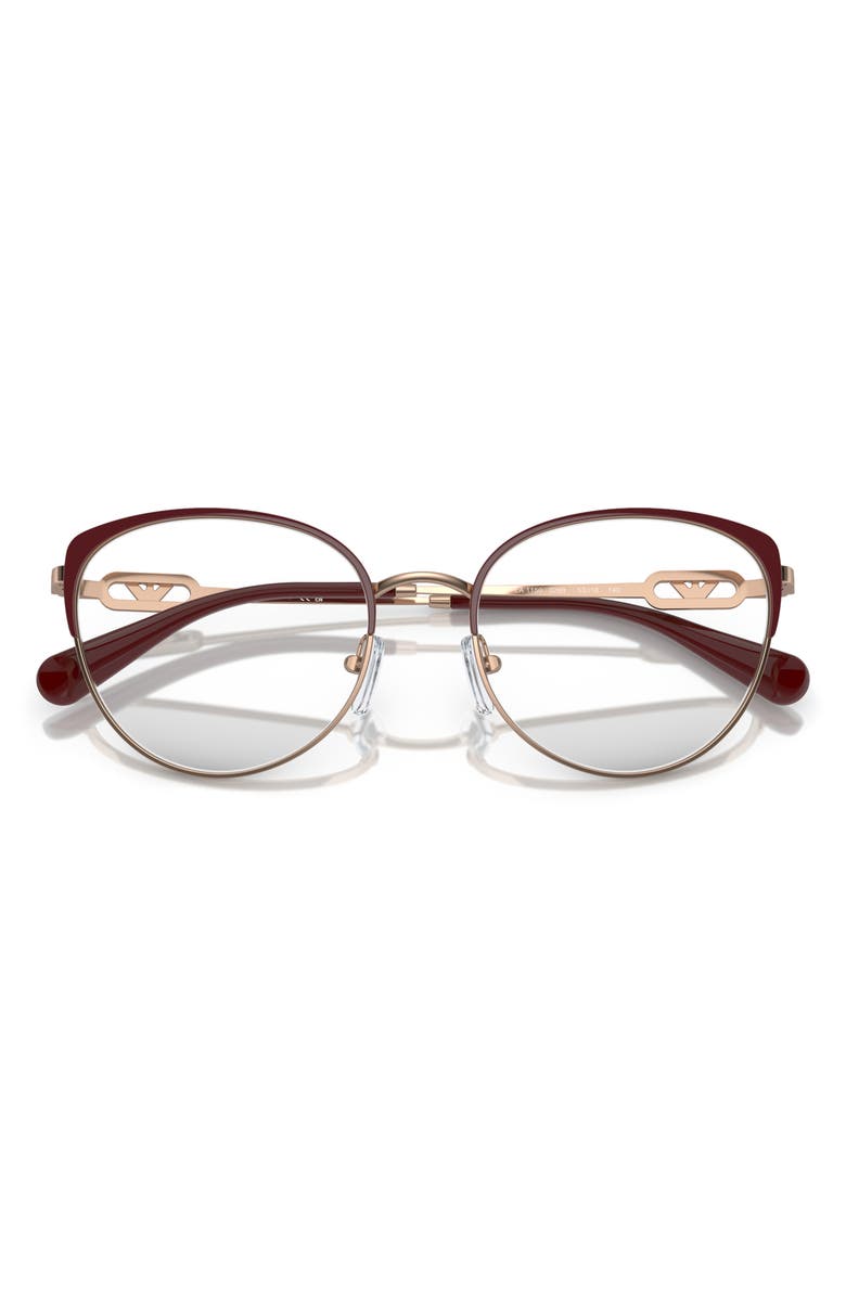 Emporio Armani 53mm Cat Eye Optical Glasses, Alternate, color, Rose Gold/ Bordeaux/ Demo Lens