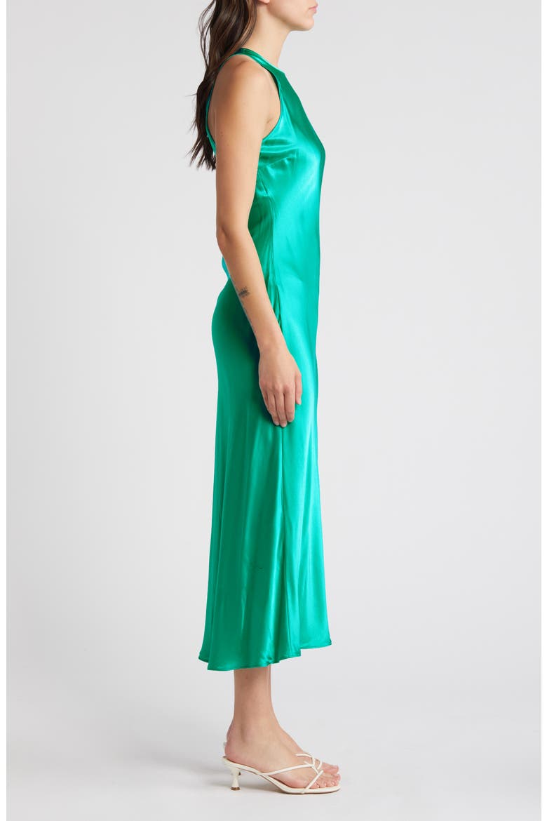 Solene Sleeveless Satin Midi Dress, Alternate, color, JADE