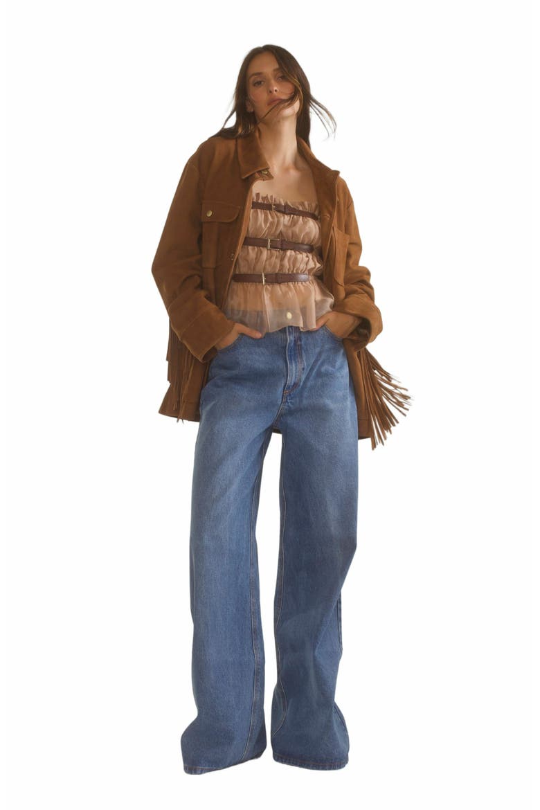 Buckle Up Silk Organza Top, Alternate, color, Camel