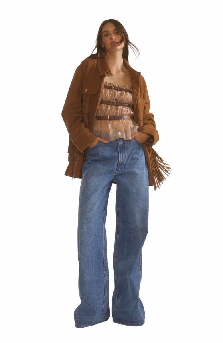 Cynthia Rowley Buckle Up Silk Organza Top, Alternate, color,