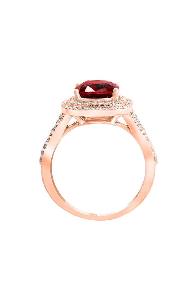 EFFY 14K Rose Gold Cushion Cut Rhodolite Diamond Halo Ring - 0.39ct., Alternate, color, 