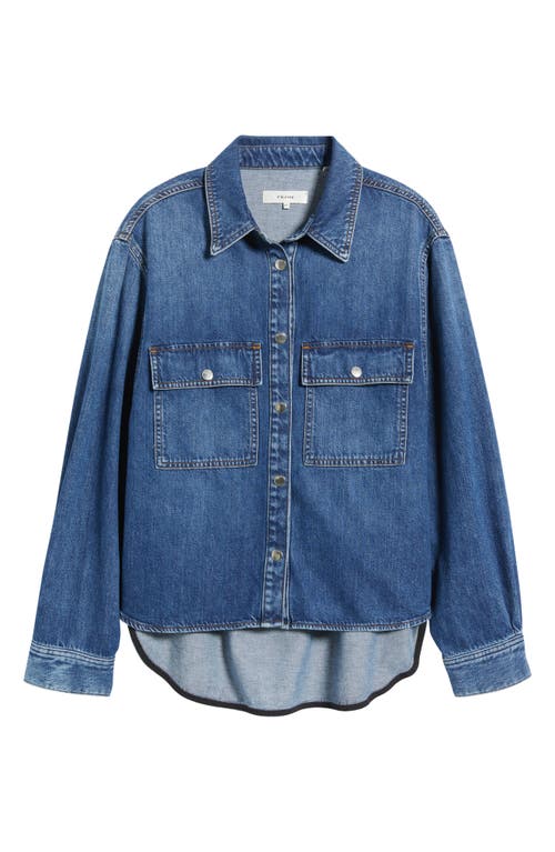 Frame High Low Denim Shirt In Blue