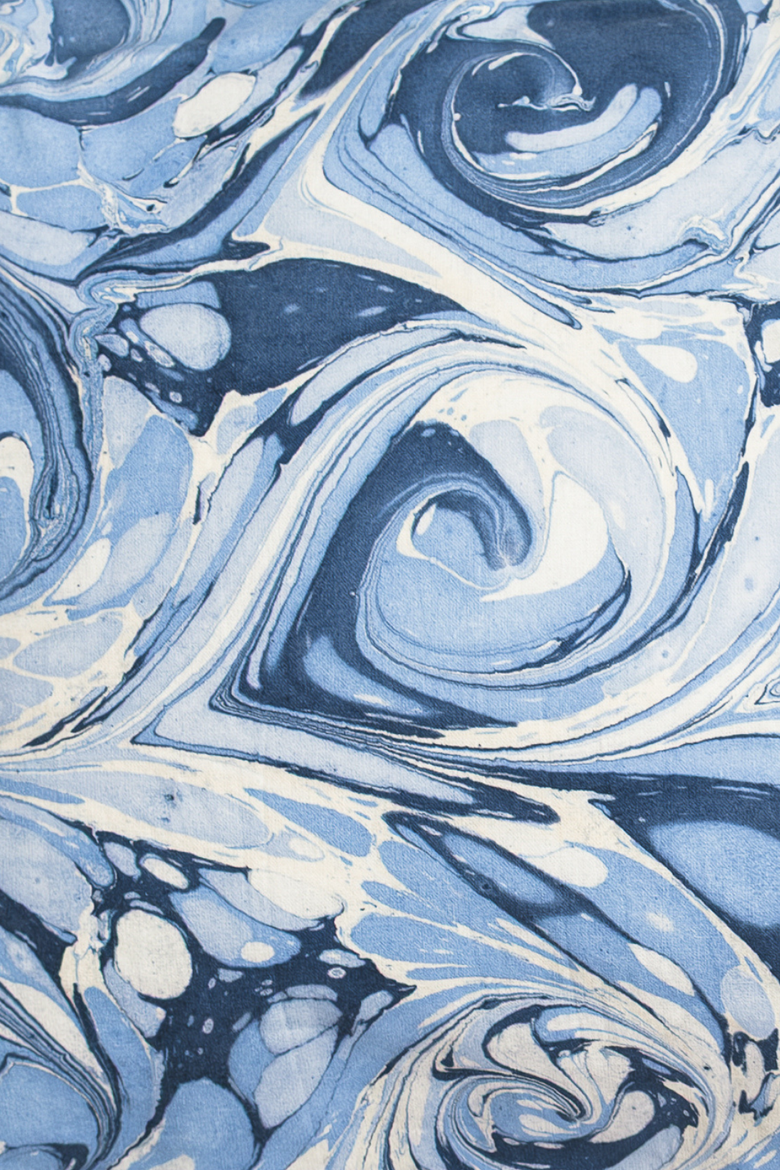 Ocean Wave Hand-Marbled Square Pillow - Cover + Insert, Alternate, color, Ocean