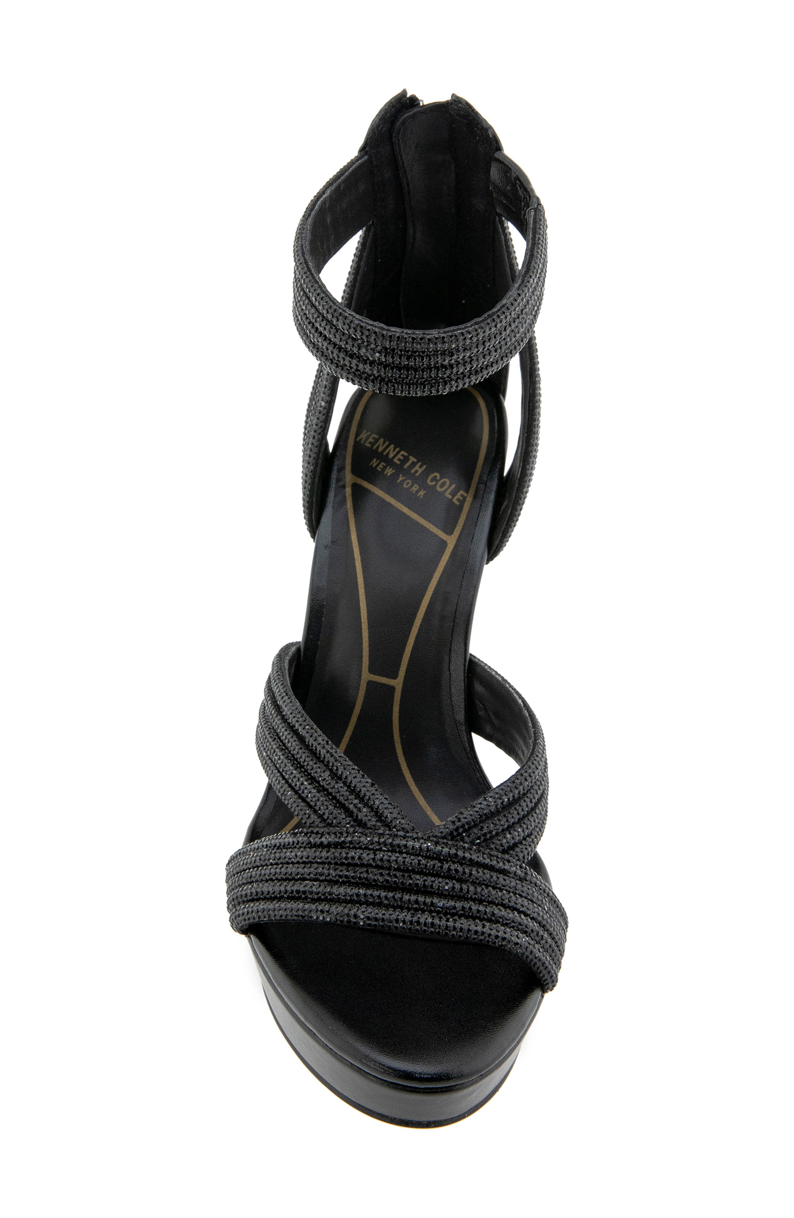 Kenneth Cole Nadine Ankle Strap Platform Sandal, Alternate, color, Black Crystals