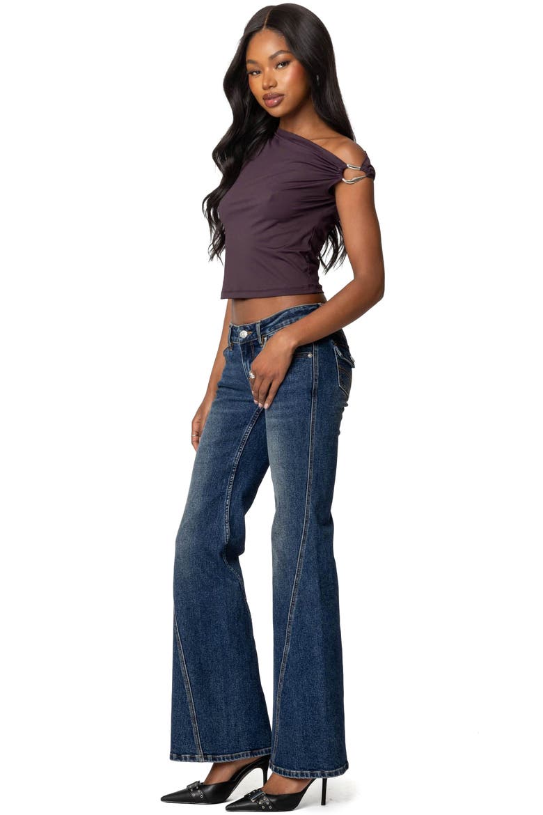 Metal Ring One-Shoulder Top, Alternate, color, PURPLE