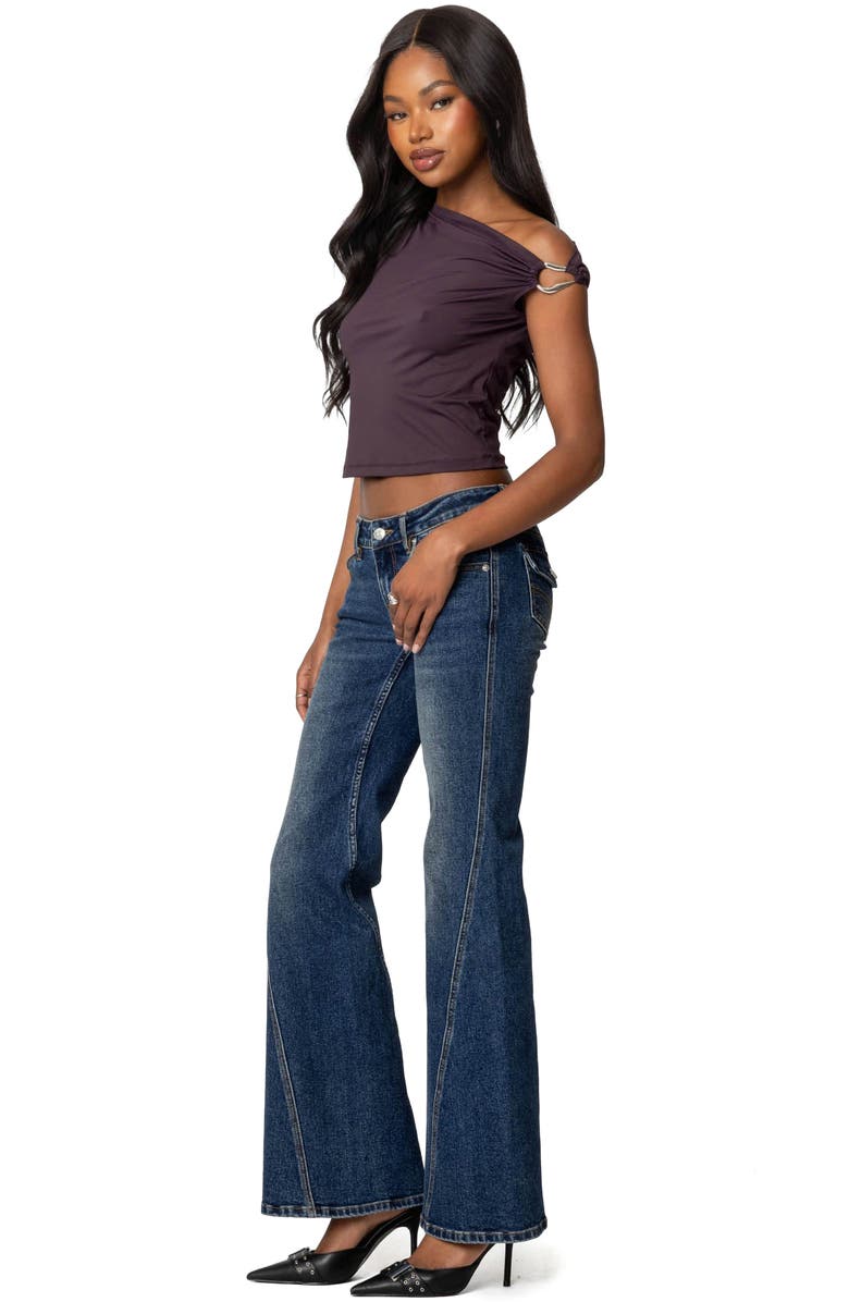 EDIKTED Metal Ring One-Shoulder Top, Alternate, color, Purple