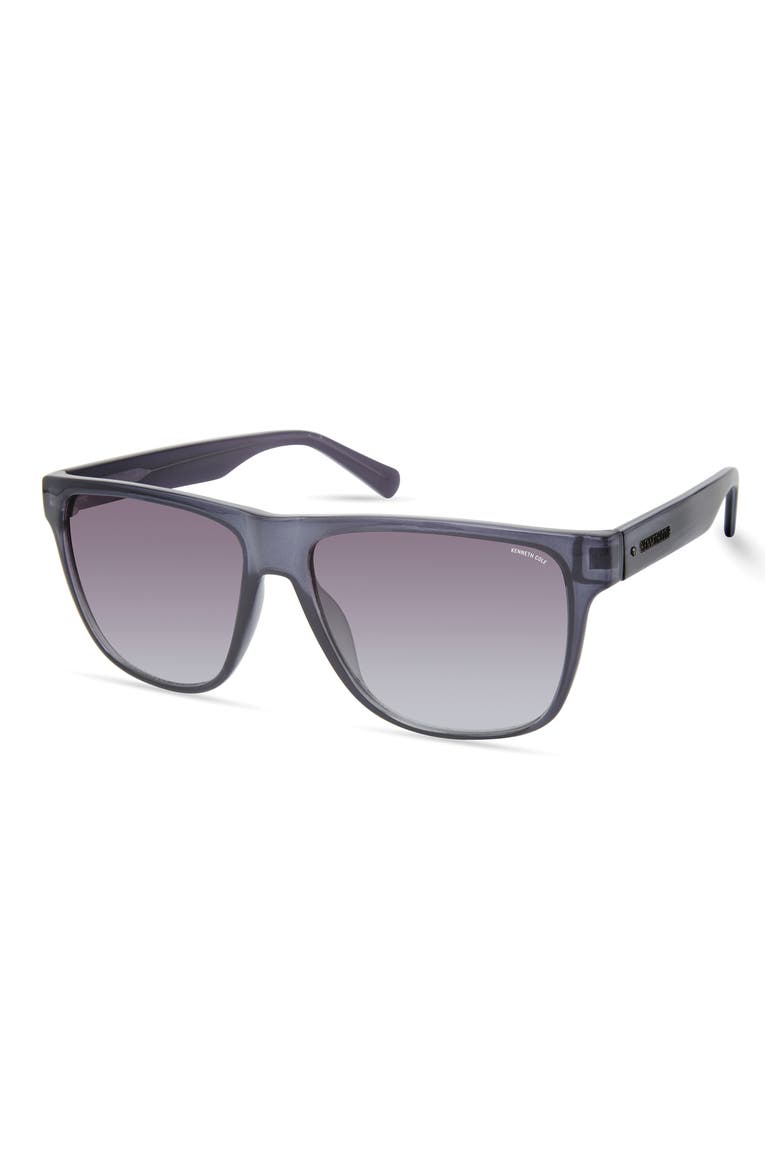 56mm Square Sunglasses, Main, color, SHINY BLUE / GRADIENT SMOKE