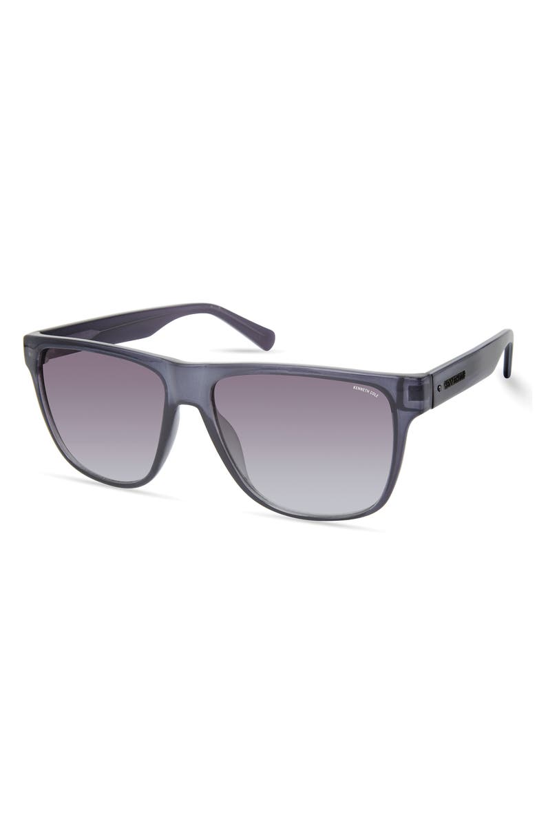 Kenneth Cole 56mm Square Sunglasses, Main, color, Shiny Blue / Gradient Smoke