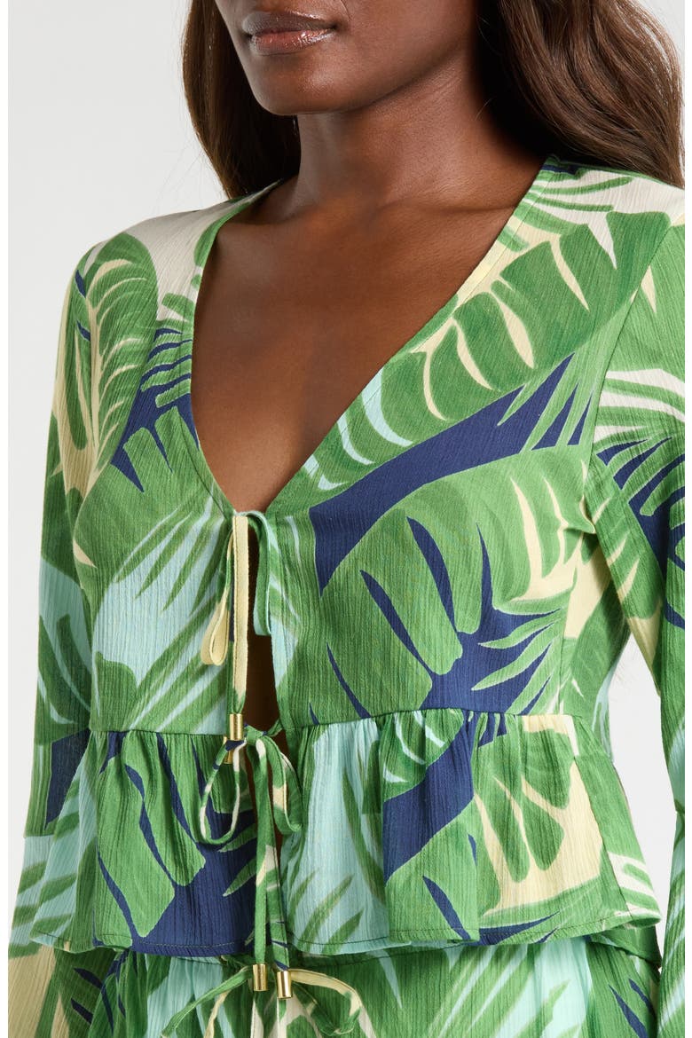 Crinkled Side Slit Cover-Up Pants, Alternate, color, GREEN MULTI
