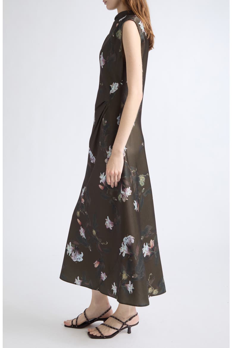 Lily Vine Draped Funnel Neck Midi Dress, Alternate, color, CYPRESS LILY
