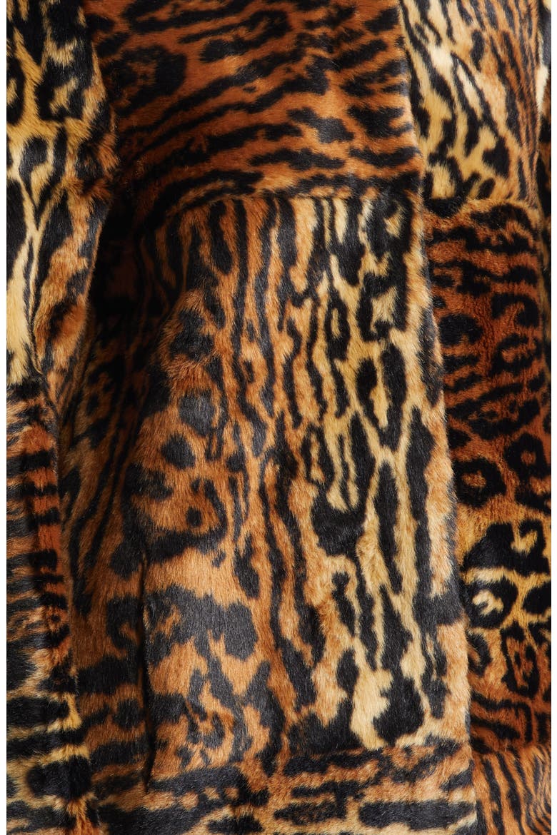 Hilma Faux Fur Long Coat, Alternate, color, NATURAL LEOPARD