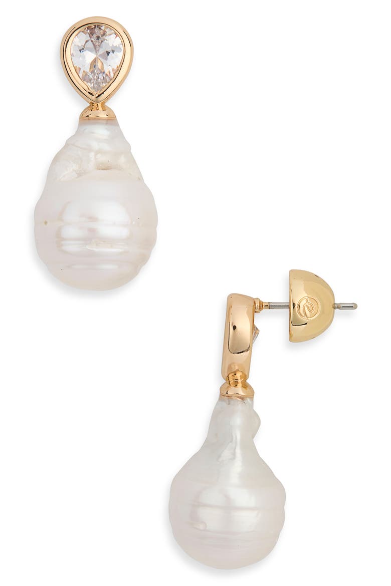 Freshwater Pearl Pearl Drop Earrings, Main, color, GOLD