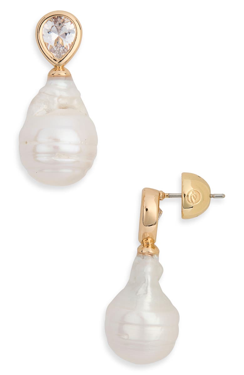 Ettika Freshwater Pearl Pearl Drop Earrings, Main, color, Gold