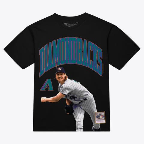 Men's Mitchell & Ness Randy Johnson Black Arizona Diamondbacks Photo Arch Player Graphic T-Shirt