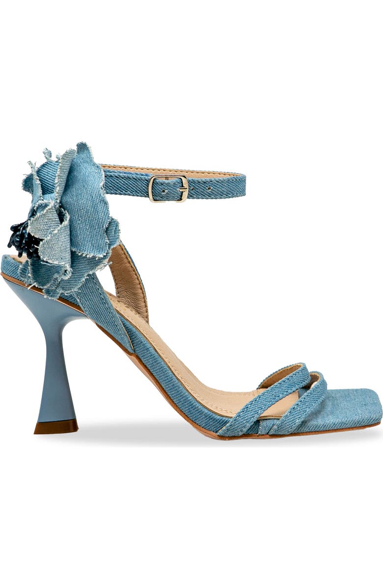 CHASE AND CHLOE Iridessa Fray Rosette Sandal, Alternate, color, Denim Canvas
